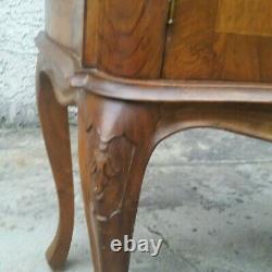 Vtg Italian Burl Walnut Tall Night Stand Console Entryway Cabinet Bar