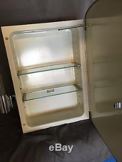 Vtg Mid Century Art Deco Medicine Cabinet Chrome Sconce Glass Shades 570-17E