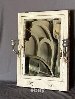 Vtg Mid Century Metal Recessed Medicine Cabinet Chrome Sconces Old Hotel 240-22E