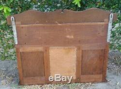 Vtg Oak Wall Hanging Cabinet Curio China Cupboard Beveled Glass Arts & Crafts