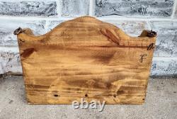 Vtg Primitive Rustic Wood 4 Drawer Spice Hardware Wall Cabinet Forged Hooks Pull