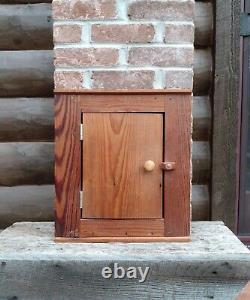 Vtg Primitive Rustic Wood Wall Hanging Corner Cupboard Wooden Table Top Cabinet