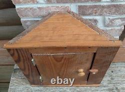 Vtg Primitive Rustic Wood Wall Hanging Corner Cupboard Wooden Table Top Cabinet