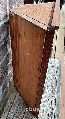 Vtg Primitive Rustic Wood Wall Hanging Corner Cupboard Wooden Table Top Cabinet