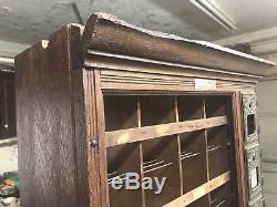 Vtg Primitive USPS Small Town Post Office Countertop Cabinet Brass Doors PO Box