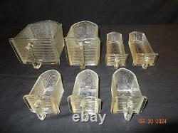 Vtg Set Of 7 Poncet Glass Hoosier Cabinet Scoops MIX Sizes