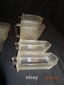 Vtg Set Of 7 Poncet Glass Hoosier Cabinet Scoops MIX Sizes