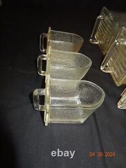 Vtg Set Of 7 Poncet Glass Hoosier Cabinet Scoops MIX Sizes