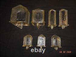 Vtg Set Of 7 Poncet Glass Hoosier Cabinet Scoops MIX Sizes