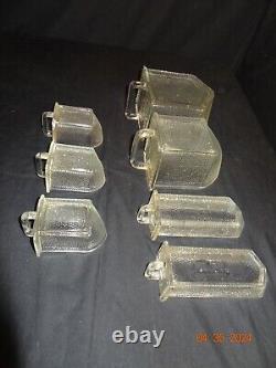 Vtg Set Of 7 Poncet Glass Hoosier Cabinet Scoops MIX Sizes