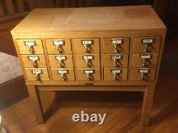 Vtg Sjorstrom Gaylord 15 Drawer Oak Standing Card Catalog File Cabinet Library