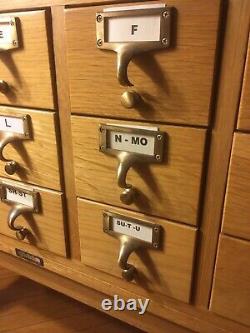 Vtg Sjorstrom Gaylord 15 Drawer Oak Standing Card Catalog File Cabinet Library