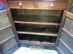 Vtg Solid Cherry Wood Pie Safe 6 Tin Panels Cabinet Cupboard Farmhouse Mission