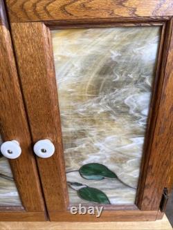 Vtg Stain Glass Bird 2 Door CABINET MEDICINE STORAGE Handmade Traverse City MI