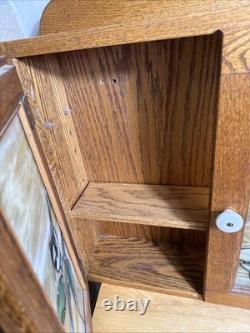 Vtg Stain Glass Bird 2 Door CABINET MEDICINE STORAGE Handmade Traverse City MI