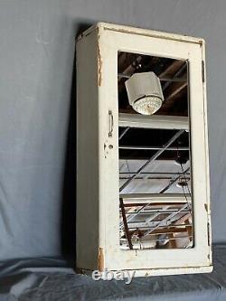 Vtg Tall 17x32 Wood Surface Mount Medicine Cabinet Cupboard Mirror Old 48-21E