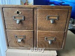 Vtg WOOD CARD CATALOG 4 Drawer File Cabinet box wooden library storage Arts