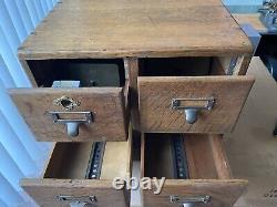 Vtg WOOD CARD CATALOG 4 Drawer File Cabinet box wooden library storage Arts