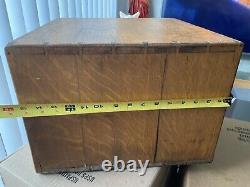 Vtg WOOD CARD CATALOG 4 Drawer File Cabinet box wooden library storage Arts