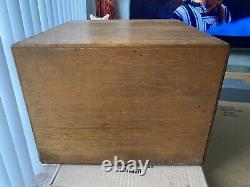 Vtg WOOD CARD CATALOG 4 Drawer File Cabinet box wooden library storage Arts