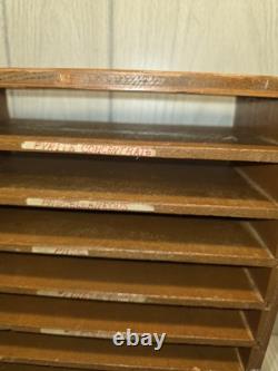 Vtg Wood Desk Filing Shelf Mail Sorter Primitive Office Document Organizer MCM