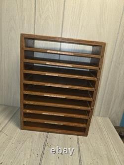 Vtg Wood Desk Filing Shelf Mail Sorter Primitive Office Document Organizer MCM