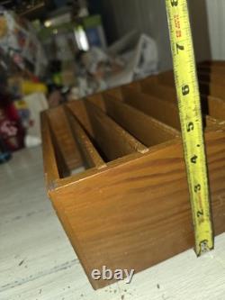 Vtg Wood Desk Filing Shelf Mail Sorter Primitive Office Document Organizer MCM