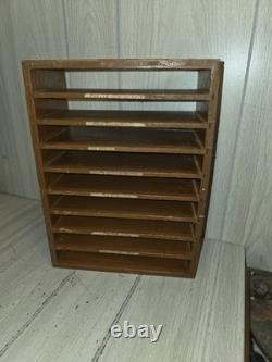 Vtg Wood Desk Filing Shelf Mail Sorter Primitive Office Document Organizer MCM