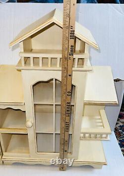 Vtg Wood Folding Victorian Doll House Glass Front Display Curio Cabinet
