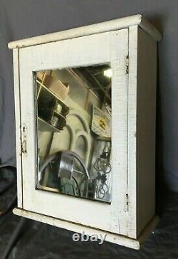 Vtg Wood Surface Mount Medicine Cabinet Shabby Country Cottage Chic 430-22B