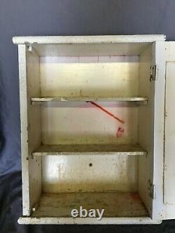 Vtg Wood Surface Mount Medicine Cabinet Shabby Country Cottage Chic 430-22B