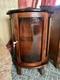 Vtg Wooden Curio Cabinet Curved Glass Door Half Round Hanging Table Top 22 Nlhb