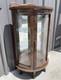 Vtg Wooden Curio Cabinet Curved Glass Door Half Round Hanging Table Top 22 Nlhb