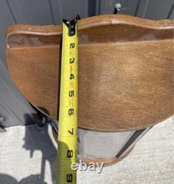 Vtg Wooden Curio Cabinet Curved Glass Door Half Round Hanging Table Top 22 NLHB