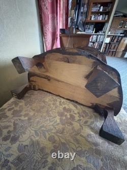 Vtg Wooden Curio Cabinet Curved Glass Door Half Round Hanging Table Top 22 NLHB