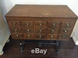 Vtg Wooden Library Card Catalog Cabinet File 15 Drawer Gaylord Bros Index Rare
