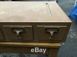 Vtg Wooden Library Card Catalog Cabinet File 5 Drawer Bros Index Display Section