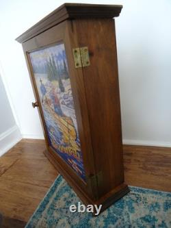 Vtg Wooden Wall Cabinet Hanging Cabinet, Lake House, Man Cave, Canoe, Fishing