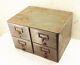 Vtg Antique 4 Drawer Wood Brass File Card Cabinet Storage Case Box Organizer