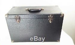 Vtg antique Gerstner leather wrap oak wood 20 7 drawer machinist tool box chest