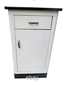 Vtg industrial metal storage cabinet vtg enamel top utility cabinet ship $75.00