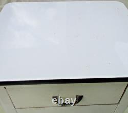 Vtg industrial metal storage cabinet vtg enamel top utility cabinet ship $75.00