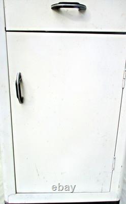 Vtg industrial metal storage cabinet vtg enamel top utility cabinet ship $75.00