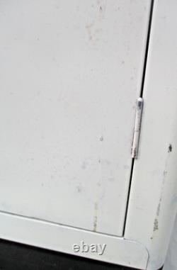 Vtg industrial metal storage cabinet vtg enamel top utility cabinet ship $75.00