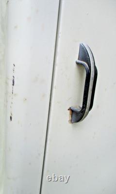 Vtg industrial metal storage cabinet vtg enamel top utility cabinet ship $75.00