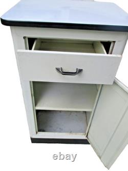 Vtg industrial metal storage cabinet vtg enamel top utility cabinet ship $75.00