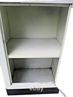 Vtg industrial metal storage cabinet vtg enamel top utility cabinet ship $75.00