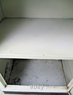Vtg industrial metal storage cabinet vtg enamel top utility cabinet ship $75.00