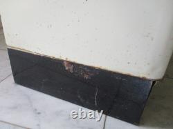 Vtg industrial metal storage cabinet vtg enamel top utility cabinet ship $75.00