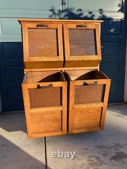 Walker Bin Co. Oak Drawers 20th Century General Store Display Case Grain